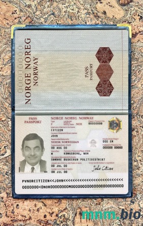 Norwegia paszport wersja 2 fotowygląd, skan i fotorealistyczny snapshot, 2 w 1